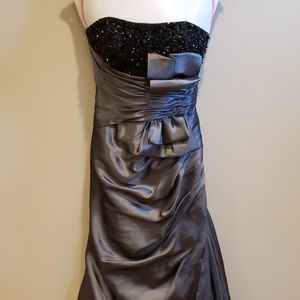 Black and charcoal beaded formal prom gown